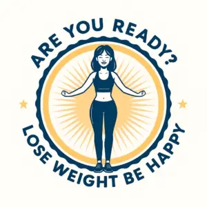 An image of a woman standing inside a nice circle in a mindful pose asking th equestrian are you easy to lose weight and be happy.